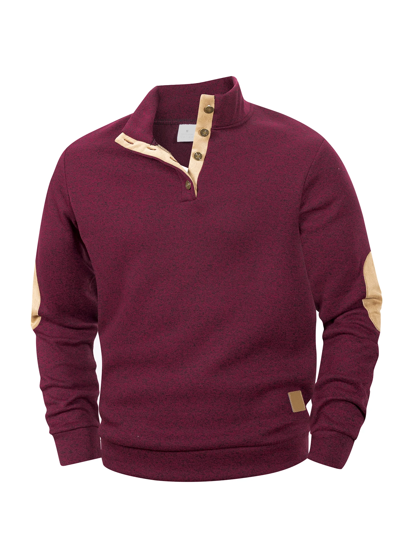 Spring Autumn Men's Casual Pullover Button Down Stand Collar Henley Polo Coats Long Sleeve Stand Collar Sweatshirts for Sport thumbnail 5