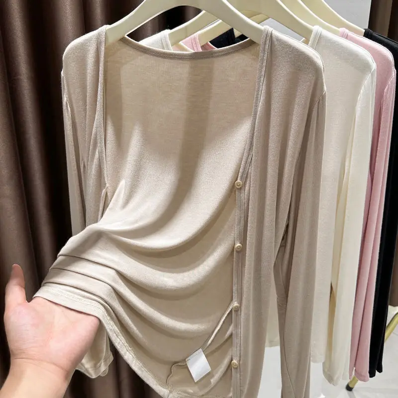 Women's Summer Shawl Sun Protection Clothes Spring Autumn Matching Skirts Camisoles V-neck Cardigans Thin Jackets thumbnail 3