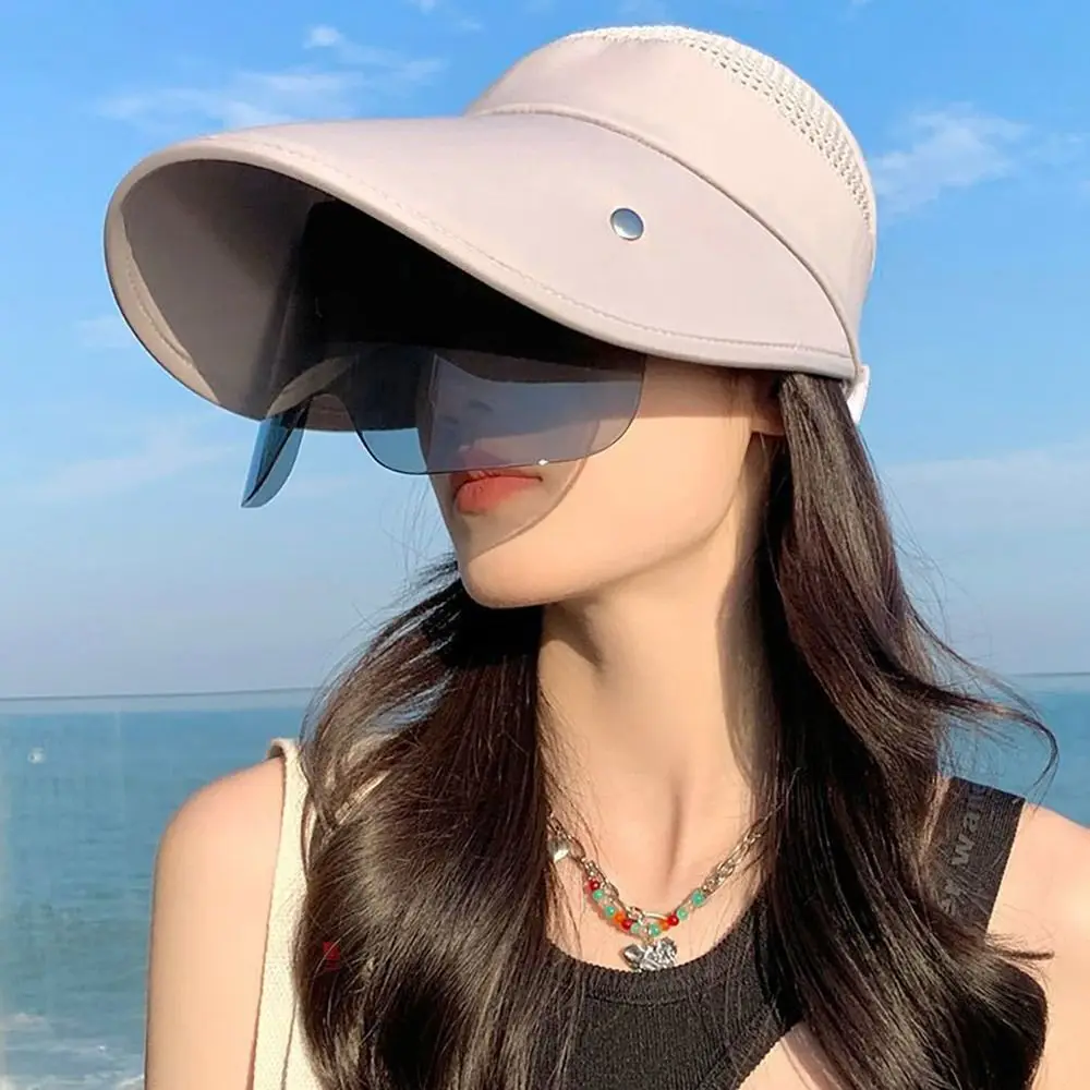 New Outdoor Female Summer Hat Sunscreen Sunglasses Visor Cap Sports Cap Sun Hats Empty Top Hat Anti-UV Beach Hat thumbnail 5