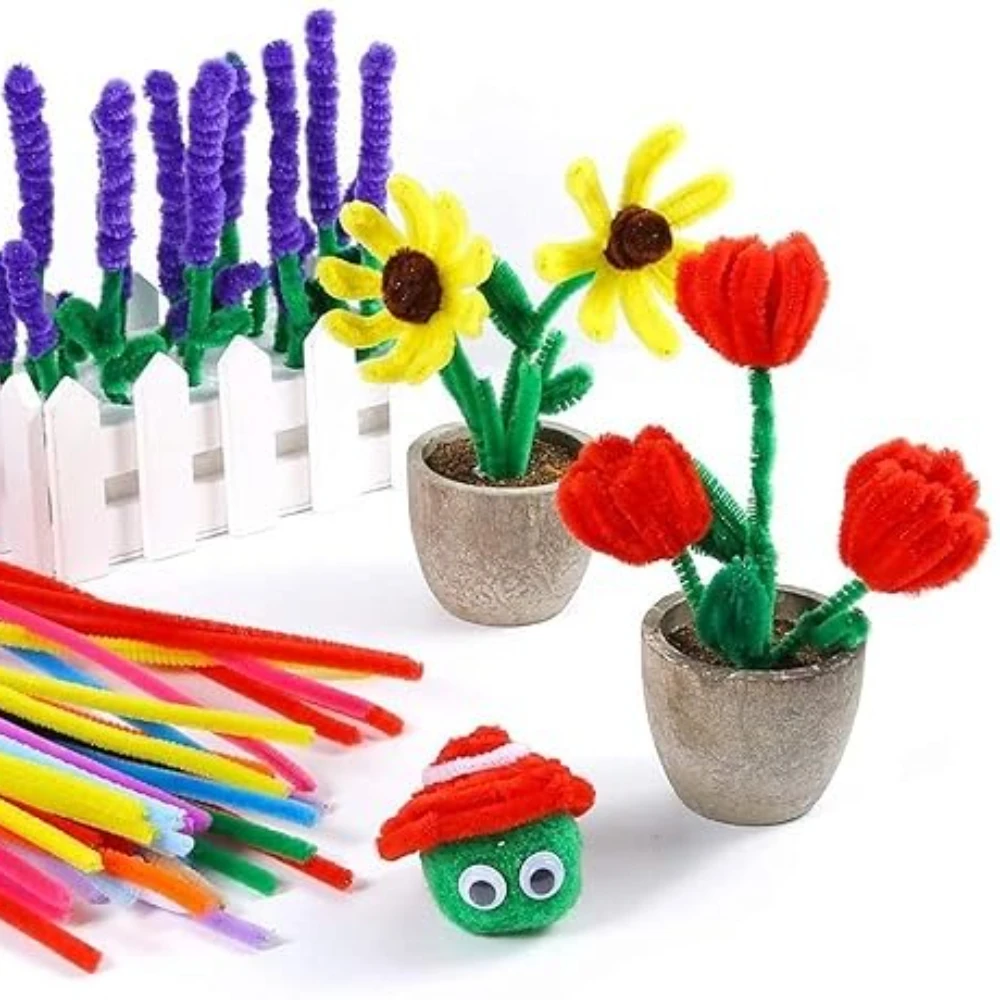100-1500Pcs Colorful Chenille Stem Pipe Cleaners Plush Twisted Stem Wired Sticks Twist Stick DIY Handcraft Twisting Decorations thumbnail 2