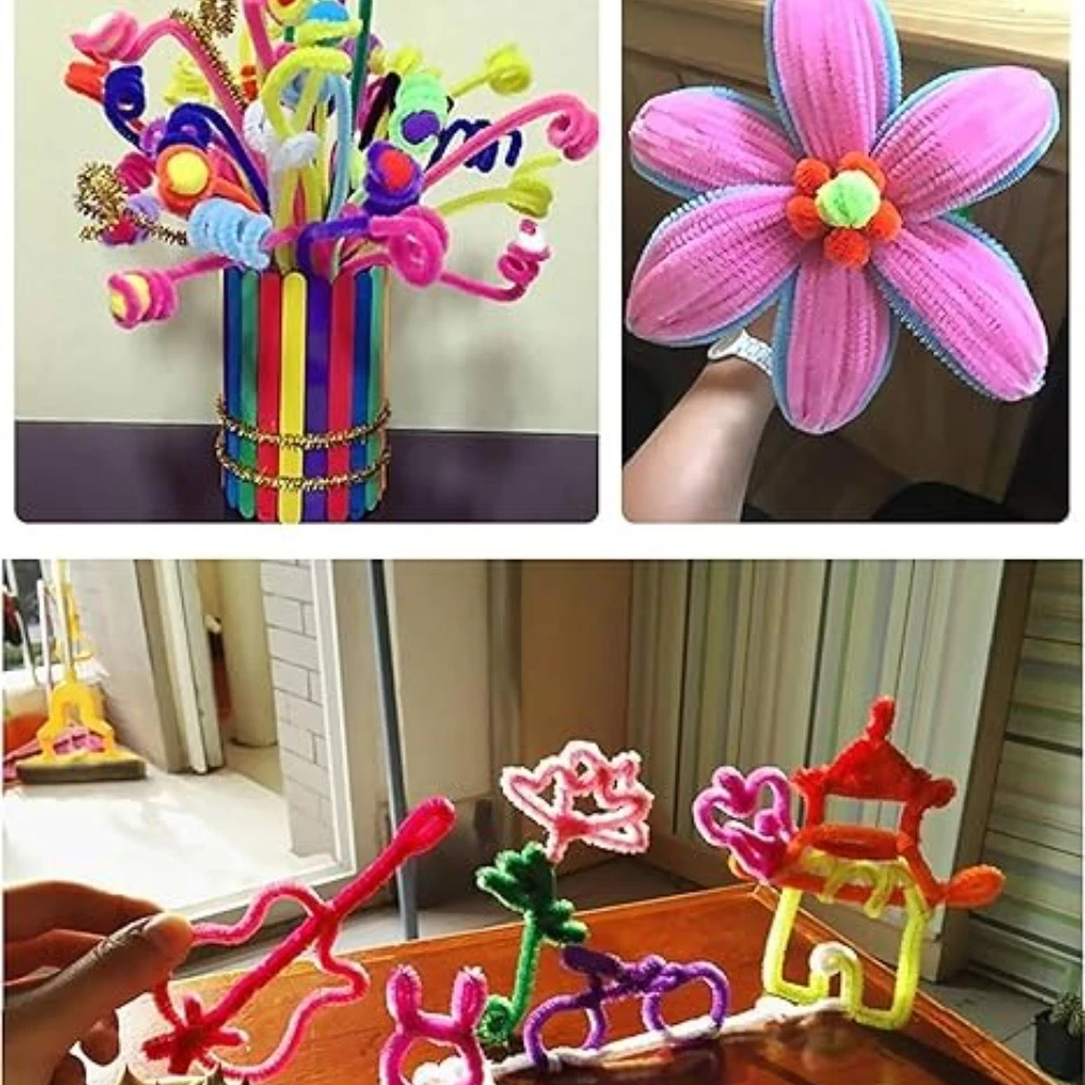 100-1500Pcs Colorful Chenille Stem Pipe Cleaners Plush Twisted Stem Wired Sticks Twist Stick DIY Handcraft Twisting Decorations thumbnail 4