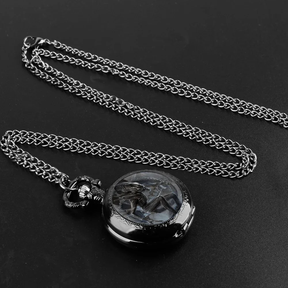Cool Alien Design Glass Dome Locket Pocket Watch Memento Chain Timepiece Unique Numerals Personalized Gift Reloj De Bolsillo thumbnail 3