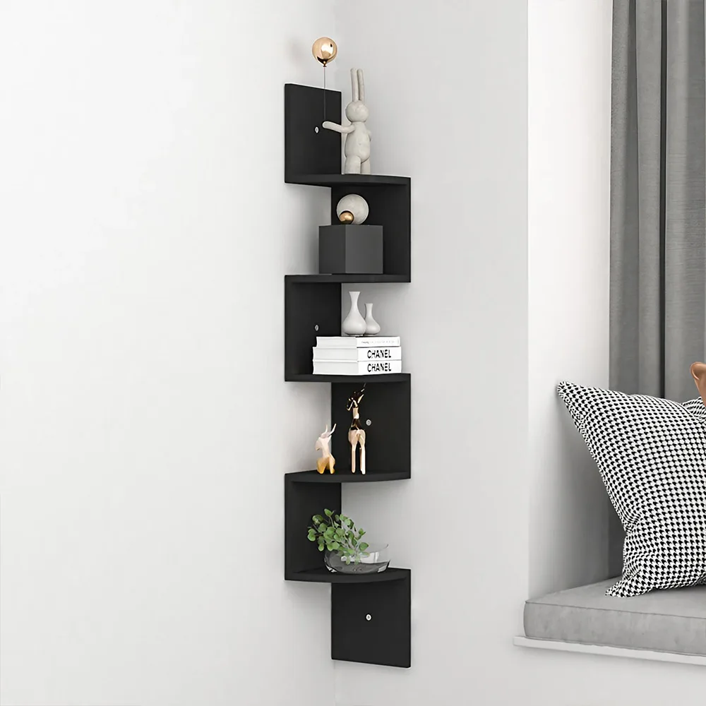 5-layer wooden wall rack corner rack wall-mounted bookshelf modern simple home decoration storage thumbnail 3