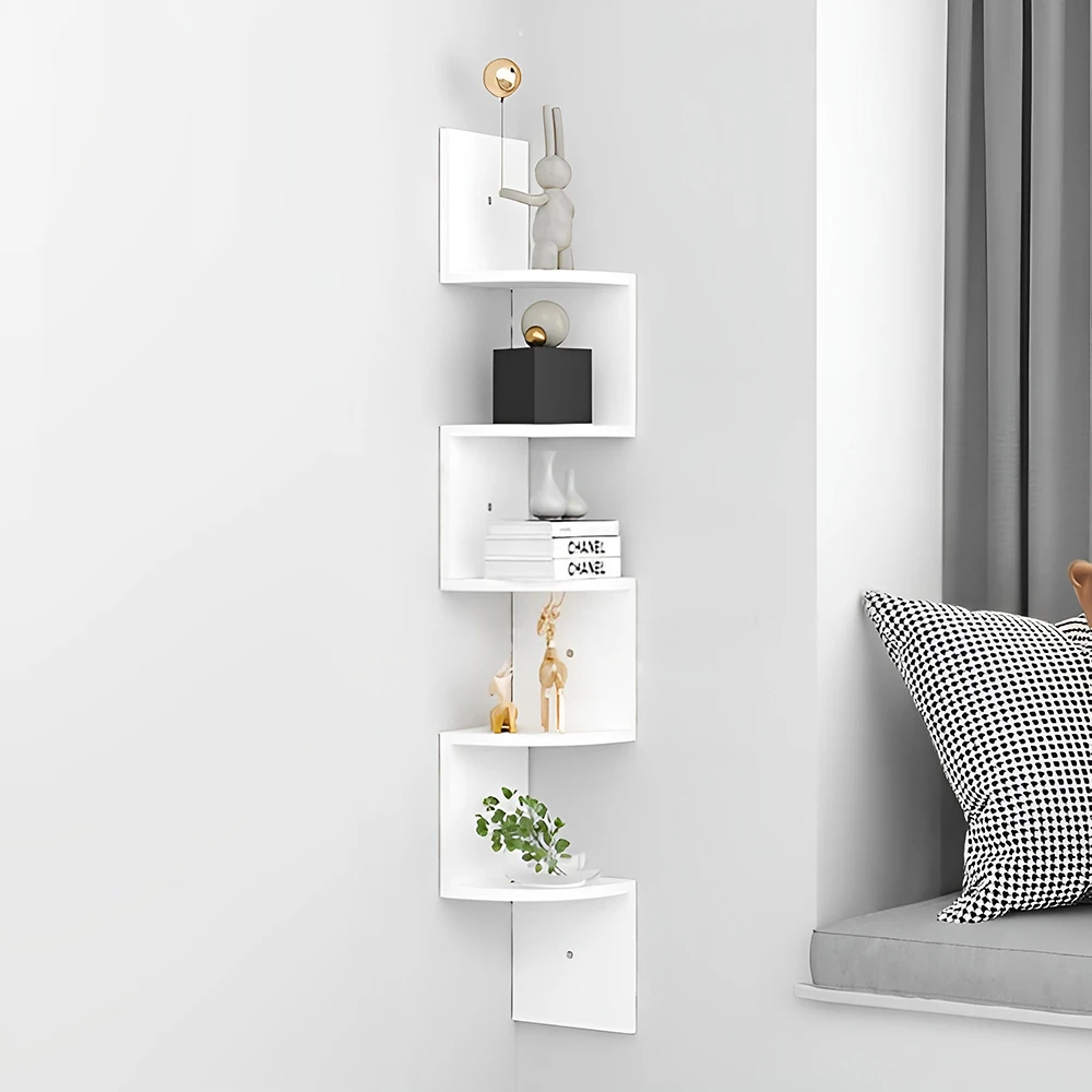 5-layer wooden wall rack corner rack wall-mounted bookshelf modern simple home decoration storage thumbnail 2