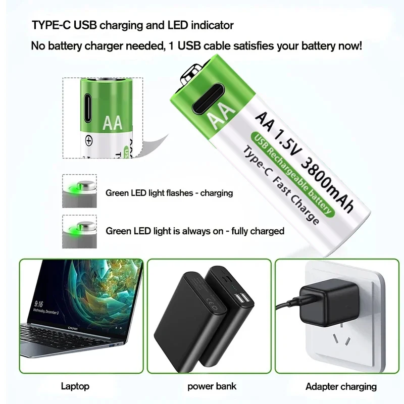 LIKEKALA Lithium-Ion Battery Type-C Rechargeable High-Capacity Battery AA&AAA Battery For remote control, mouse, electric toys thumbnail 5