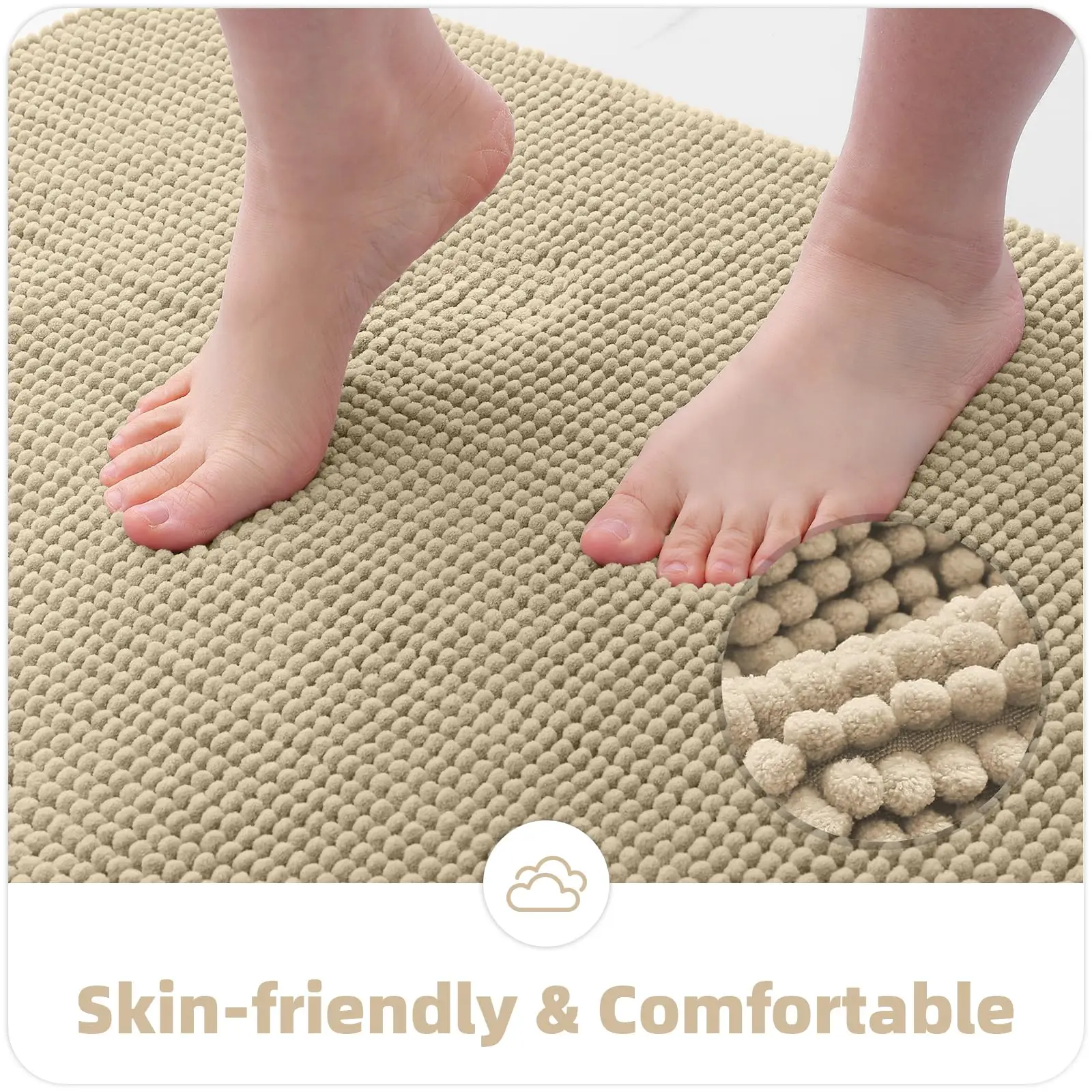 Olanly Chenille Bath Mats Extra Soft Comfort Bathroom Mats Super Absorbent Non Slip Fluffy Mats Machine-Washable Dry Bath Rugs thumbnail 3
