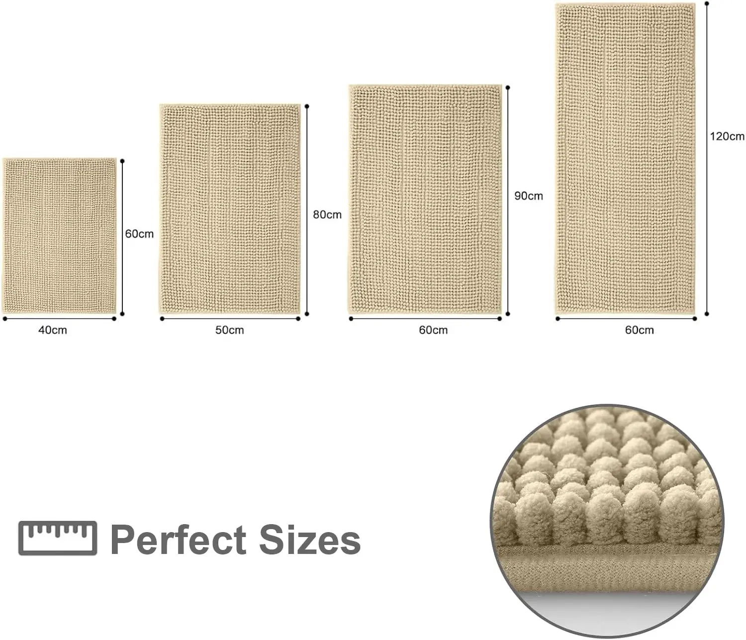 Olanly Chenille Bath Mats Extra Soft Comfort Bathroom Mats Super Absorbent Non Slip Fluffy Mats Machine-Washable Dry Bath Rugs thumbnail 2