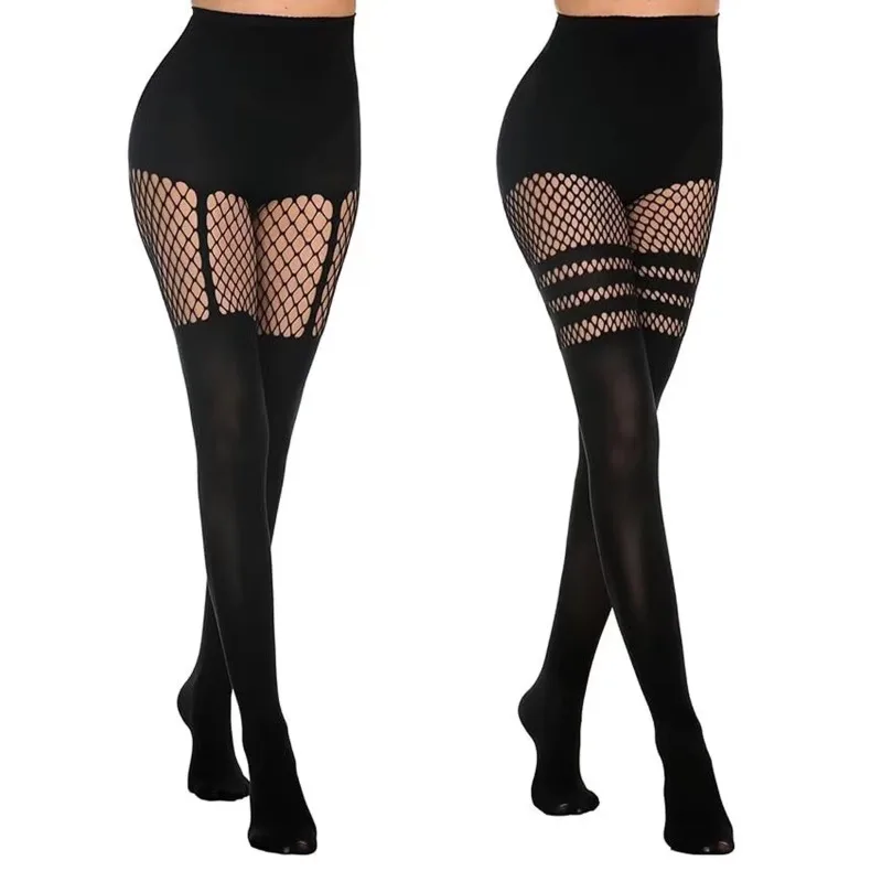 Sexy Hot Selling Women's Long Fishnet Stockings Fish Net splice Web Pantyhose Lingerie tights Thigh High Stocking thumbnail 3