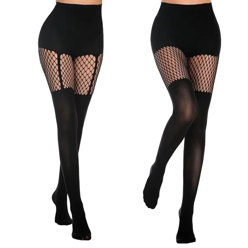 Sexy Hot Selling Women's Long Fishnet Stockings Fish Net splice Web Pantyhose Lingerie tights Thigh High Stocking thumbnail 2