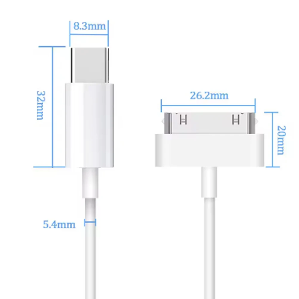 30Pin To USB C Charging Data Cable for IPhone 4 4S 3GS IPad 3 2 1 IPod USBC Type C To 30 Pin Adapter Charger Cord Accessories thumbnail 6