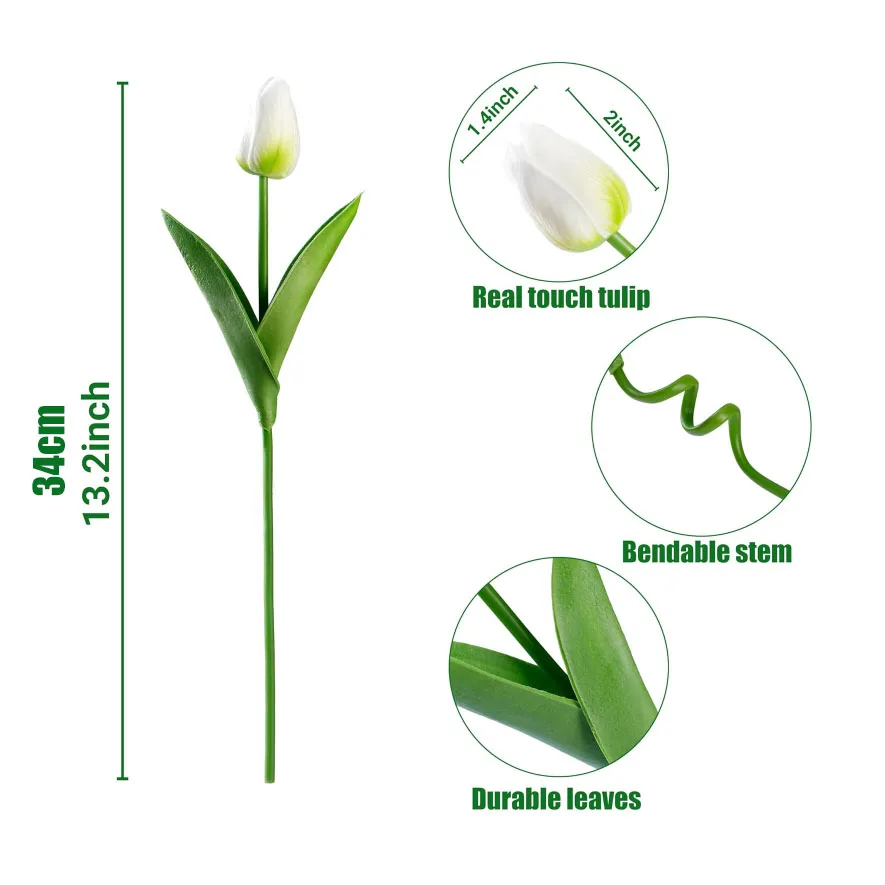 1/5/10/15PCS Tulips Artificial Flowers Real Touch Flowers Tulip Bouquet Decor Fake Tulips Flower for Home Wedding Decorations thumbnail 2