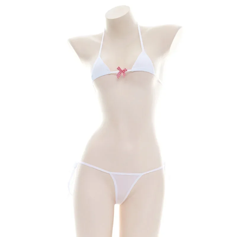 Beach Girl Black Stripe Bikini Swimsuit Costume Backless Set Women Sweet Lolita Bow Bandage Striped Swimsuit Mini Bikini Adult thumbnail 5