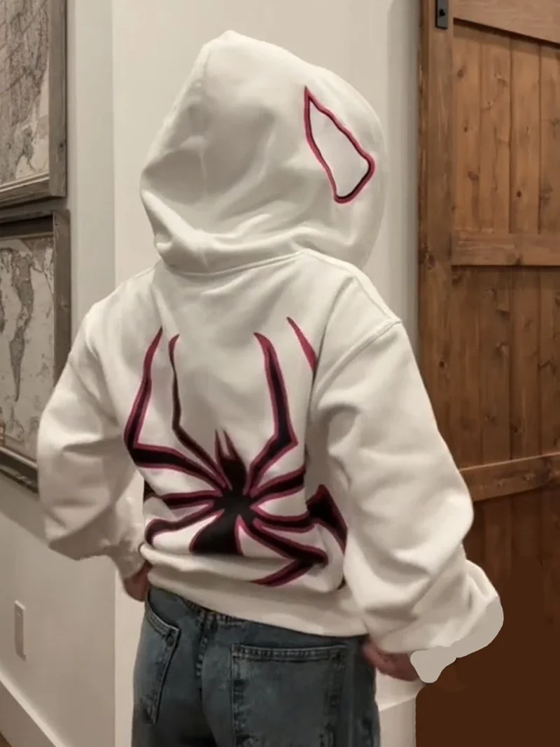 Full Zip Up Spider Hoodie Women Men Streetwear Harajuku Graphic Oversized Jacket Hood Shirt Punk Gothic Y2K Clothes Sweatshirt thumbnail 2