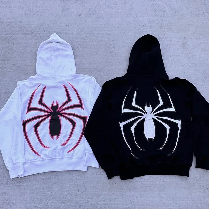 Full Zip Up Spider Hoodie Women Men Streetwear Harajuku Graphic Oversized Jacket Hood Shirt Punk Gothic Y2K Clothes Sweatshirt thumbnail 6