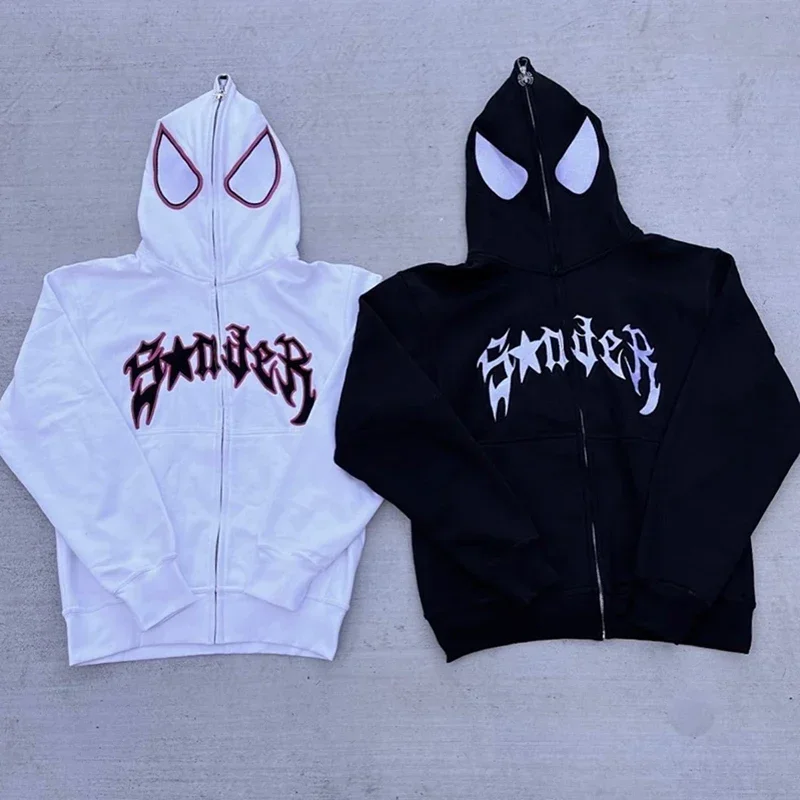 Full Zip Up Spider Hoodie Women Men Streetwear Harajuku Graphic Oversized Jacket Hood Shirt Punk Gothic Y2K Clothes Sweatshirt thumbnail 5