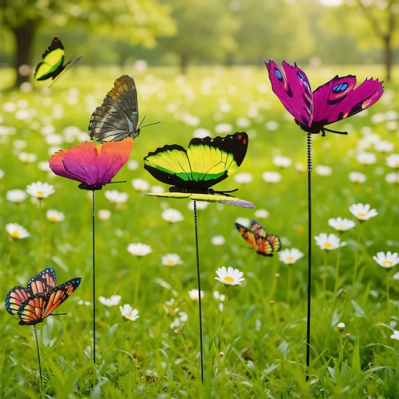 ，24pcs Glow In The Dark Luminous Butterfly Stakes - Perfect For Outdoor Garden Lawn Decoration! thumbnail 2
