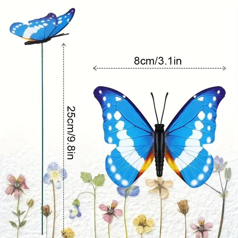 ，24pcs Glow In The Dark Luminous Butterfly Stakes - Perfect For Outdoor Garden Lawn Decoration! thumbnail 6