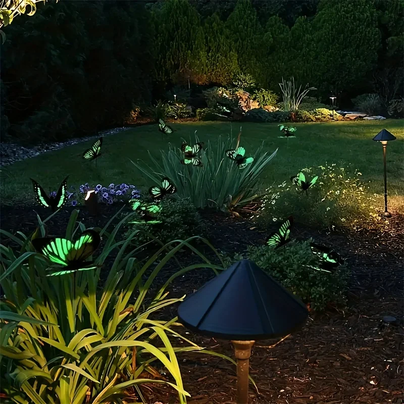，24pcs Glow In The Dark Luminous Butterfly Stakes - Perfect For Outdoor Garden Lawn Decoration! thumbnail 4