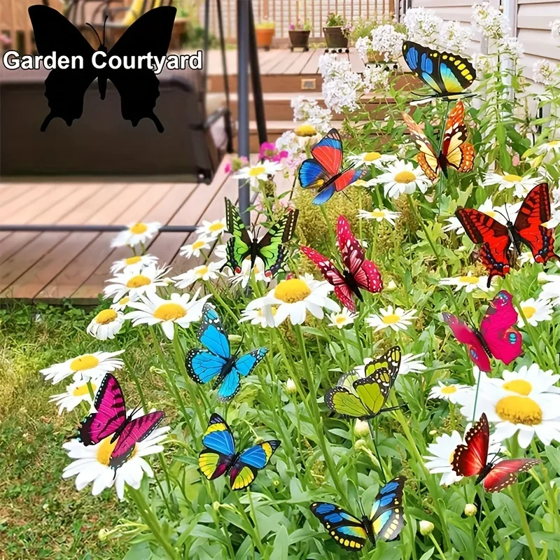 ，24pcs Glow In The Dark Luminous Butterfly Stakes - Perfect For Outdoor Garden Lawn Decoration! thumbnail 3