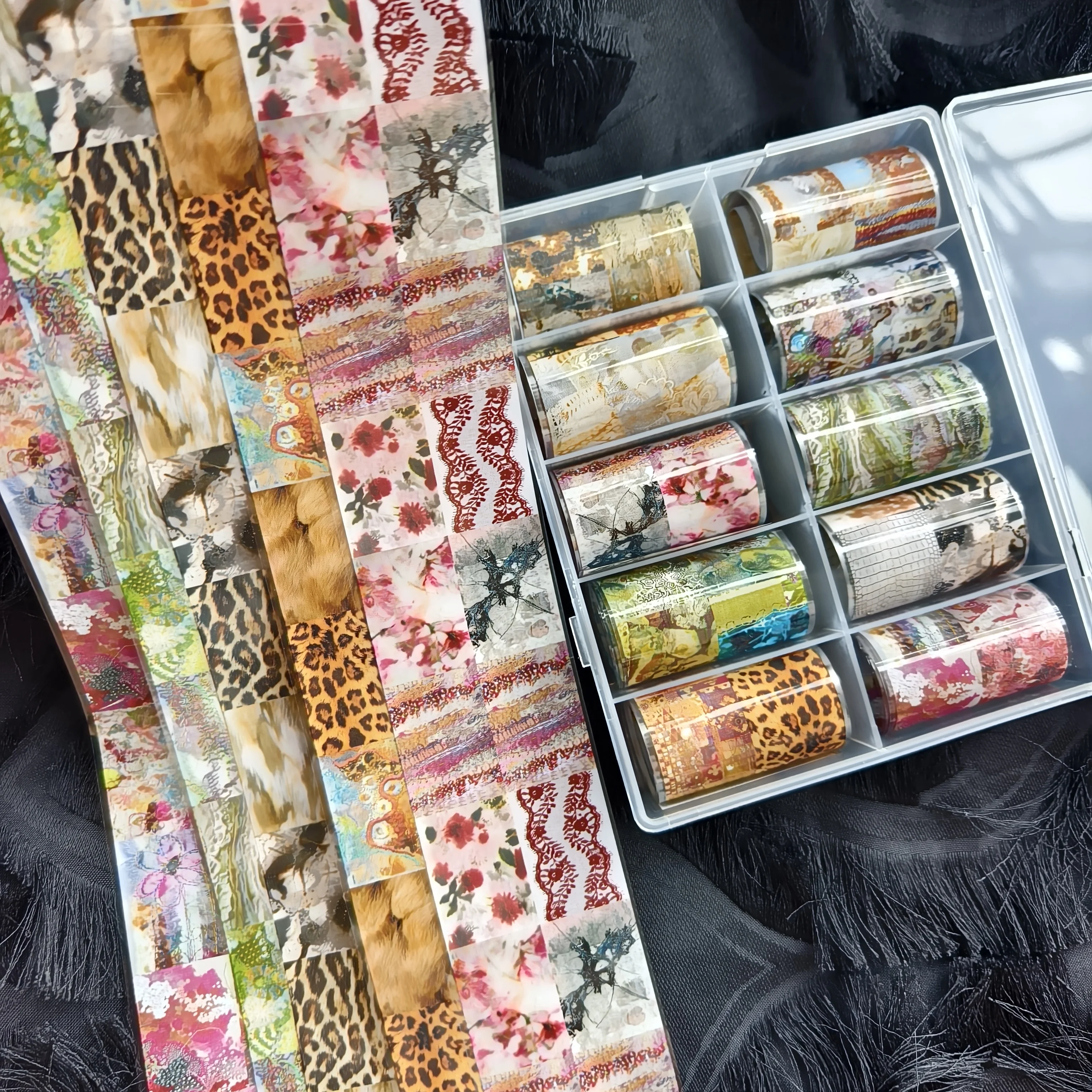 10Rolls Halloween  Flower Plaid Angel Marble  Bow Nail Foils Transfer Paper  Nail Art Stickers   Decal  Nails Decoration thumbnail 5
