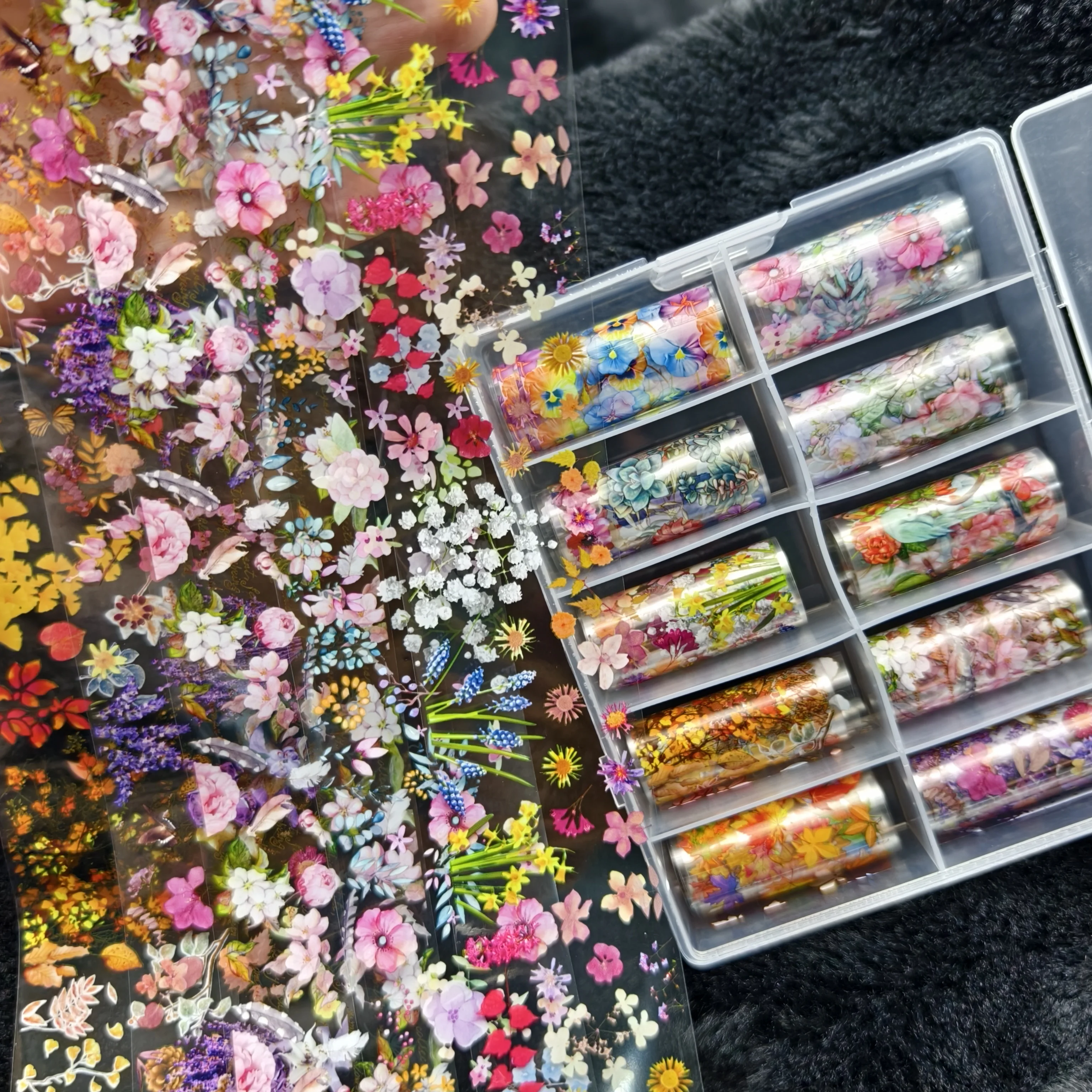 10Rolls Halloween  Flower Plaid Angel Marble  Bow Nail Foils Transfer Paper  Nail Art Stickers   Decal  Nails Decoration thumbnail 3