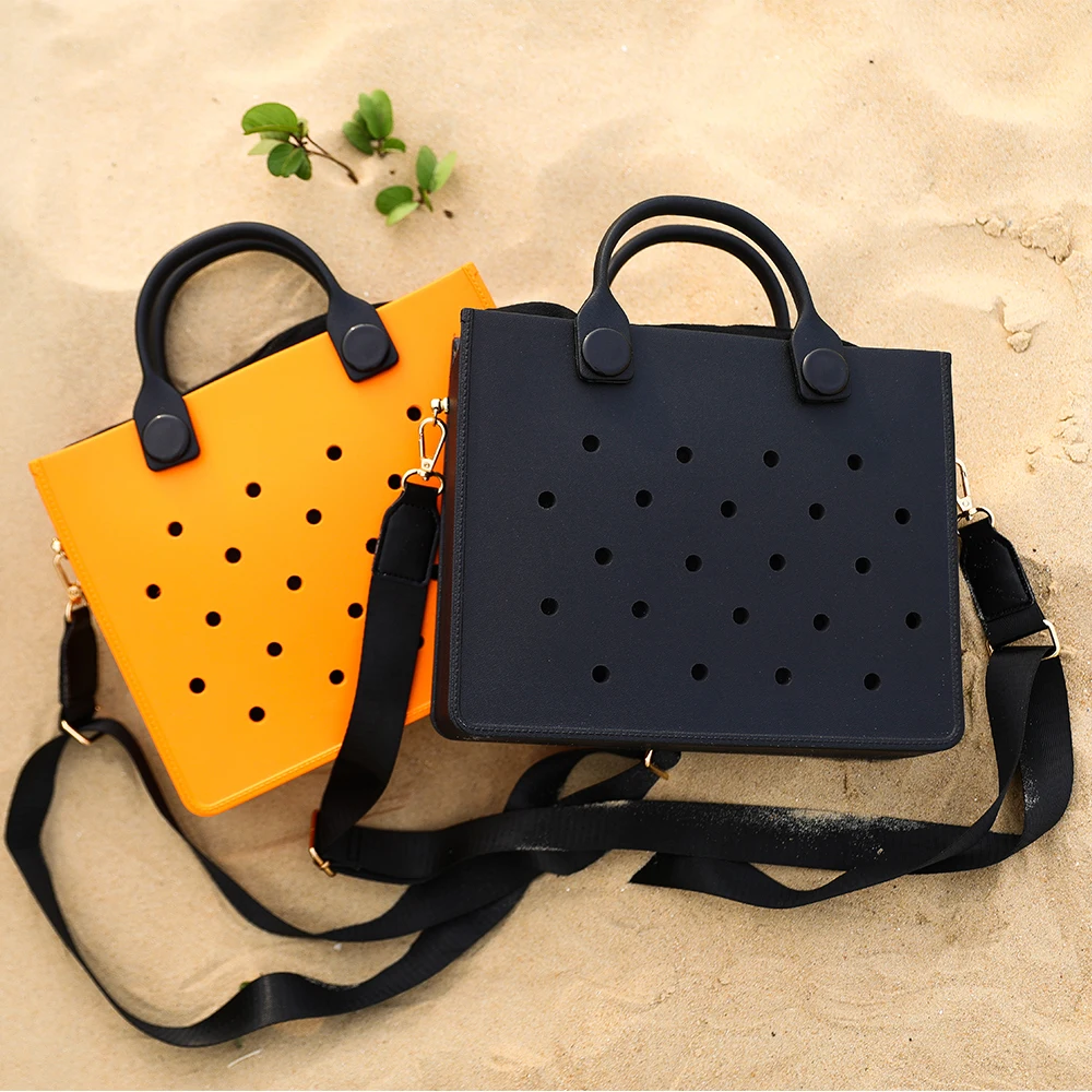 Beach Tote Travel Handbag Storage Fashion Storage EVA Large Leather Shoulder Bag for Women Casual Waterproof Bag Hole Fit Charms thumbnail 4
