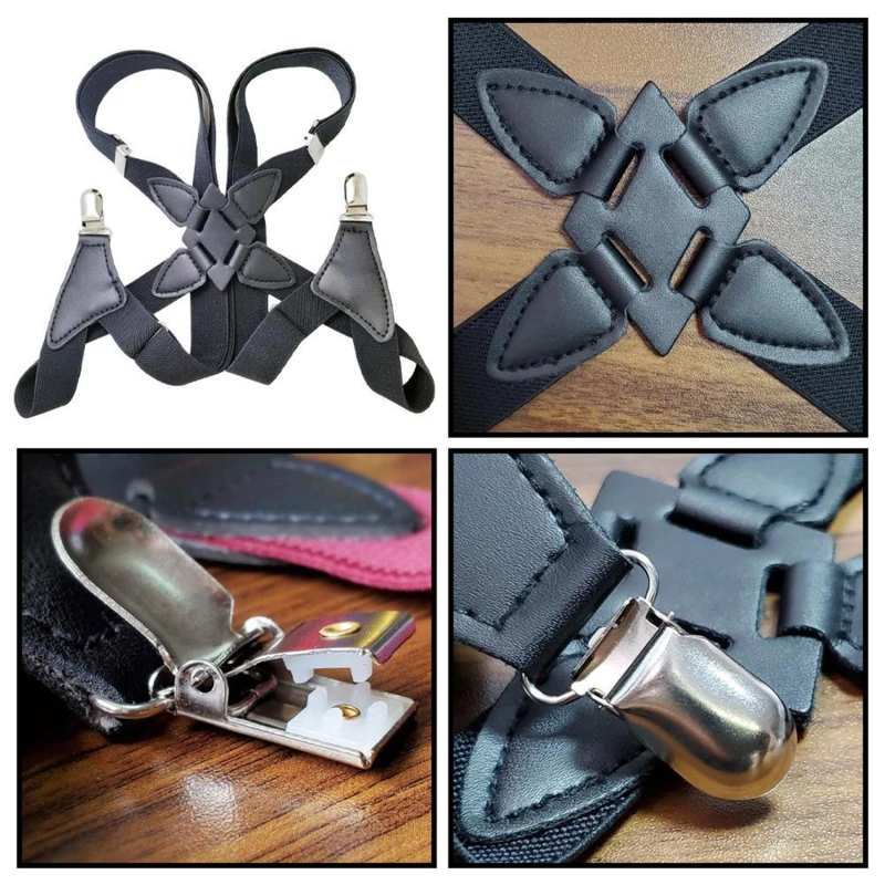 New Mens Suspenders Adjustable Braces X Shape Elastic Strap Clip Side Clip Crossover Adult Suspender Trousers Braces Accessories thumbnail 5