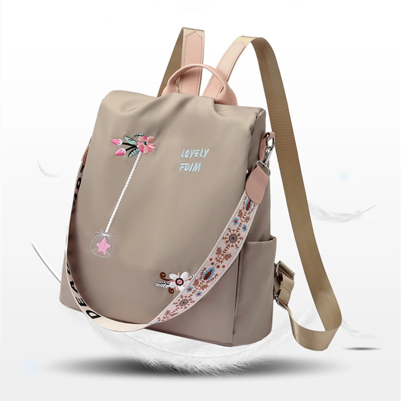 Oxford Women Backpack Fashion Waterproof Anti-Theft School Bag Embroidery Shopping Female Large Capacity Travel Shoulder Handbag thumbnail 6