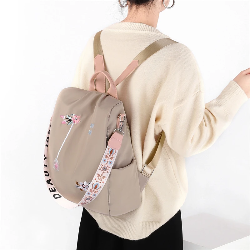 Oxford Women Backpack Fashion Waterproof Anti-Theft School Bag Embroidery Shopping Female Large Capacity Travel Shoulder Handbag thumbnail 5
