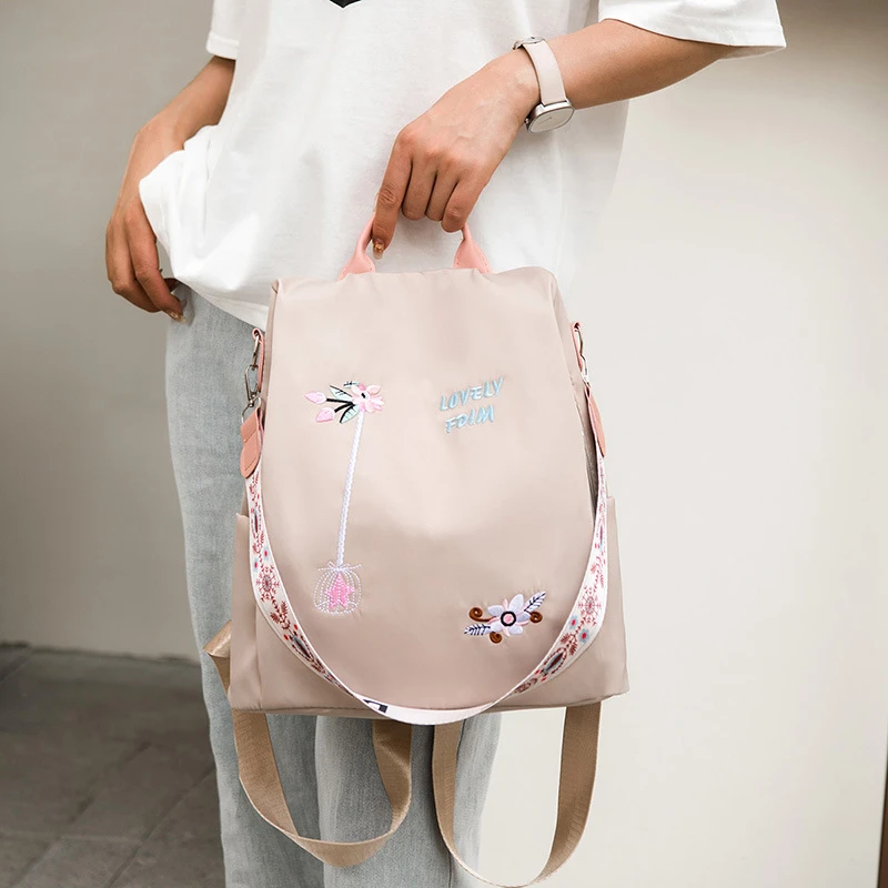 Oxford Women Backpack Fashion Waterproof Anti-Theft School Bag Embroidery Shopping Female Large Capacity Travel Shoulder Handbag thumbnail 3