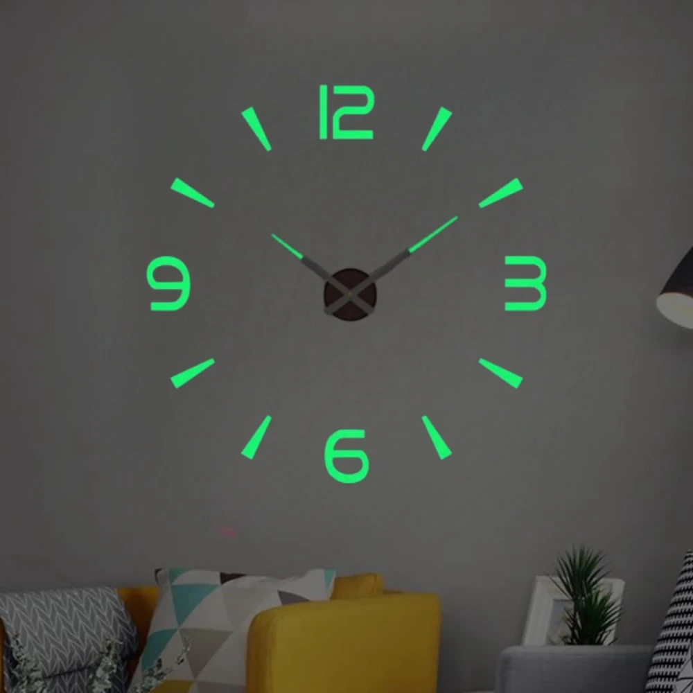 Large 3D Wall Clock Luminous Classic Wall Clocks DIY Digital Clock Wall Watches Stickers Silent Clock for Home Living Room Table thumbnail 3