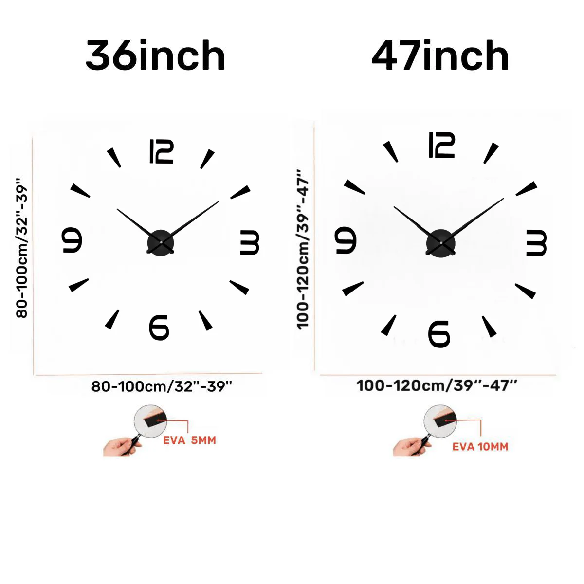 Large 3D Wall Clock Luminous Classic Wall Clocks DIY Digital Clock Wall Watches Stickers Silent Clock for Home Living Room Table thumbnail 5