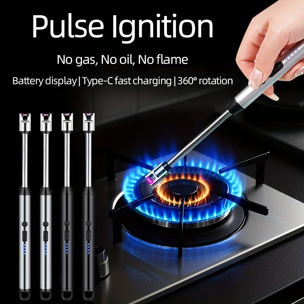 3PC Electronic Lighter Outdoor Kitchen C Type Rechargeable with Safety Lock Suitable for Candle Gas Stove Smoke Accessories New