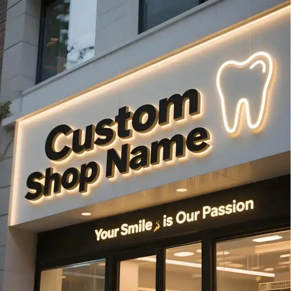 Custom Backlit Logo Led Sign for Business Shops Restaurants Outside Custom 3D Logo Sign Led Light Sign for Outdoors Design