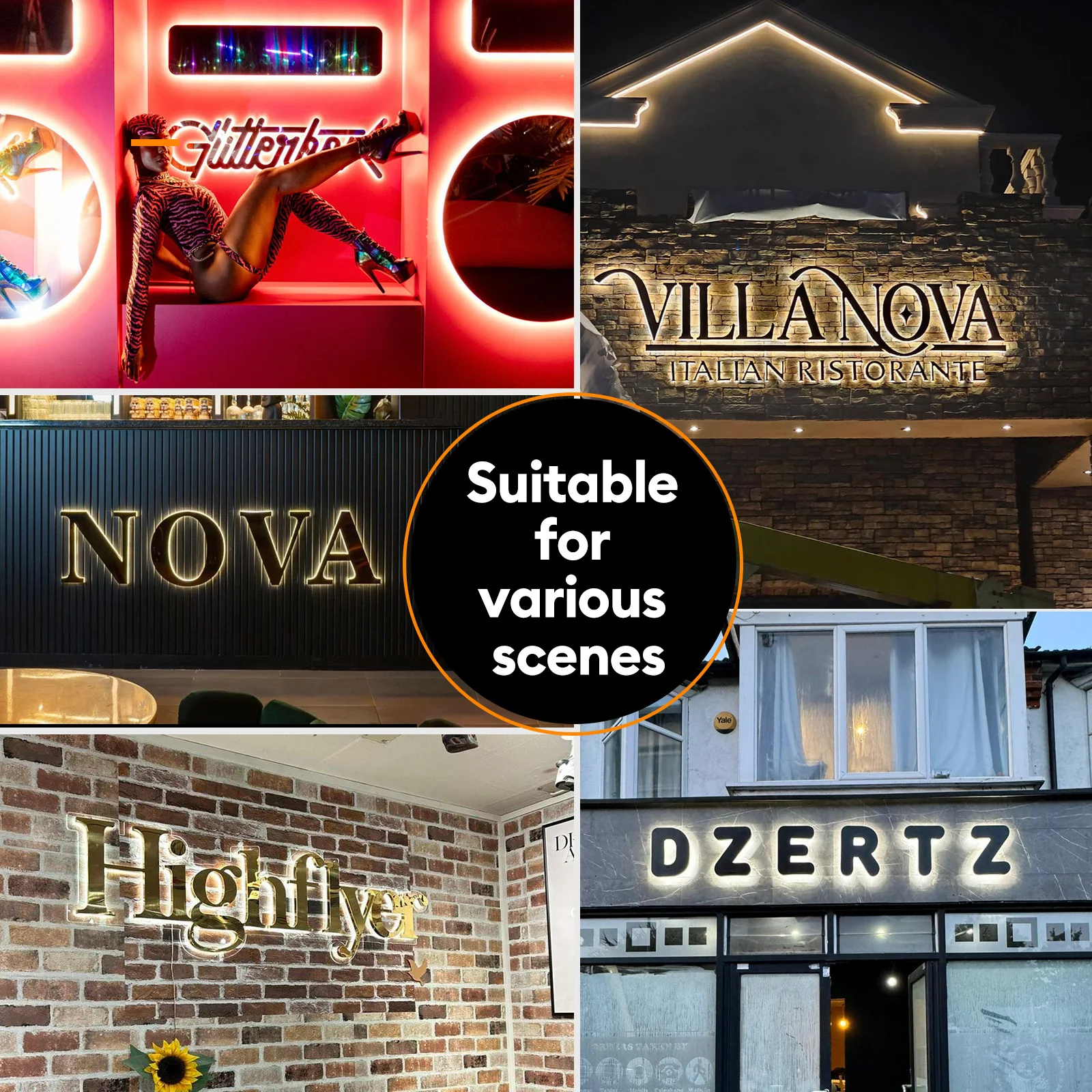 Custom Backlit Logo Led Sign for Business Shops Restaurants Outside Custom 3D Logo Sign Led Light Sign for Outdoors Design thumbnail 5