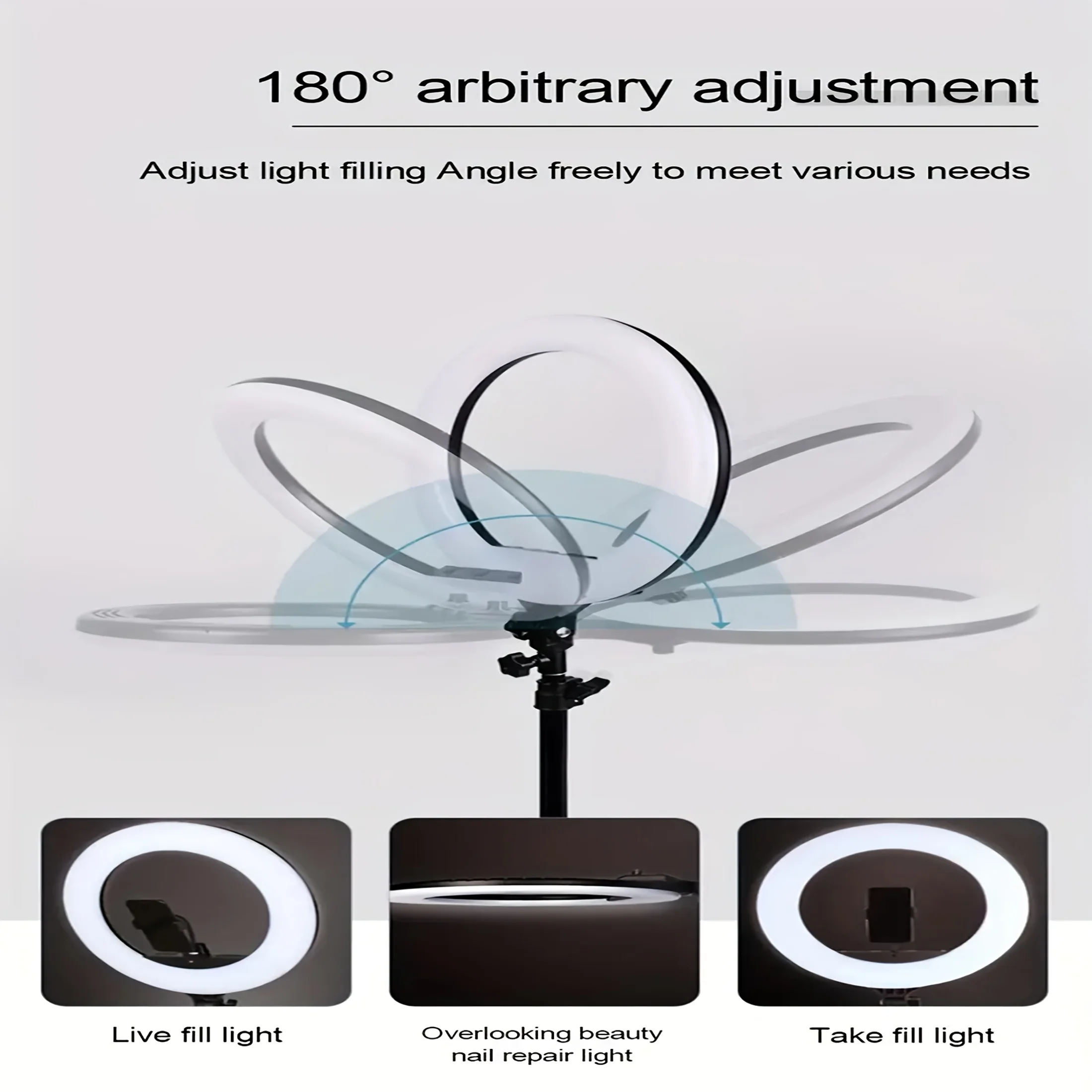 10-inch ring fill light + overhead rack mount, dimmable LED ring light thumbnail 5