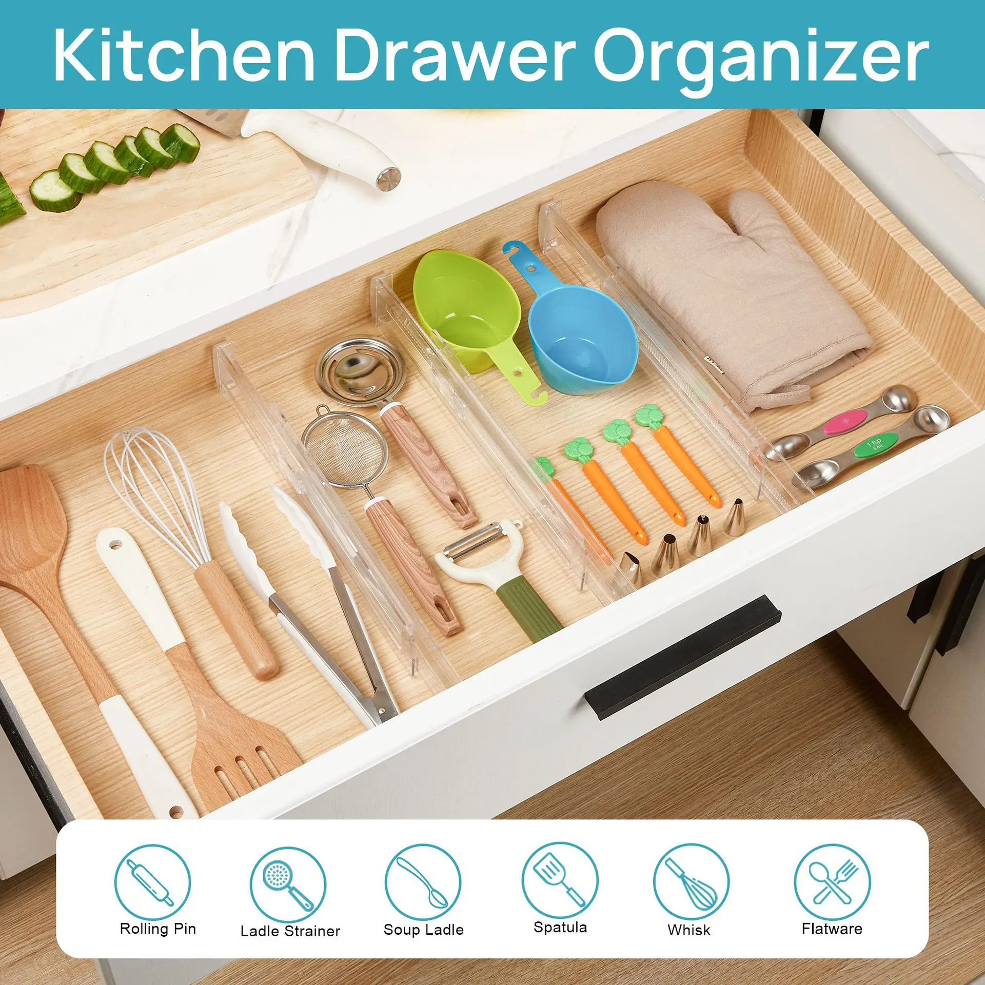 New Scalable Transparent Plastic Drawer Divider Wardrobe Partition Board For Organizing Clothes And Expandable Partitions thumbnail 4
