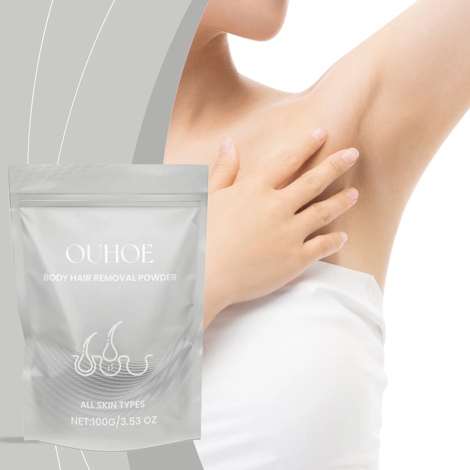 Body Hair Removal Powder 100g Gentle Depilatory Cream Activator for Smooth Legs Bikini Line Rose Formula Quick Rinse No Residue