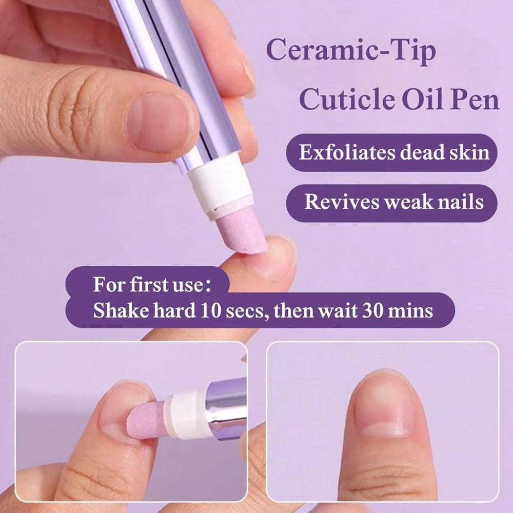 3-in-1 Cuticle Oil Pen Cuticle Pusher Nail Pen Dead Skin & Cuticle Remover Pen Nail Oil Pen with Ceramic Tip for Nails Care thumbnail 2