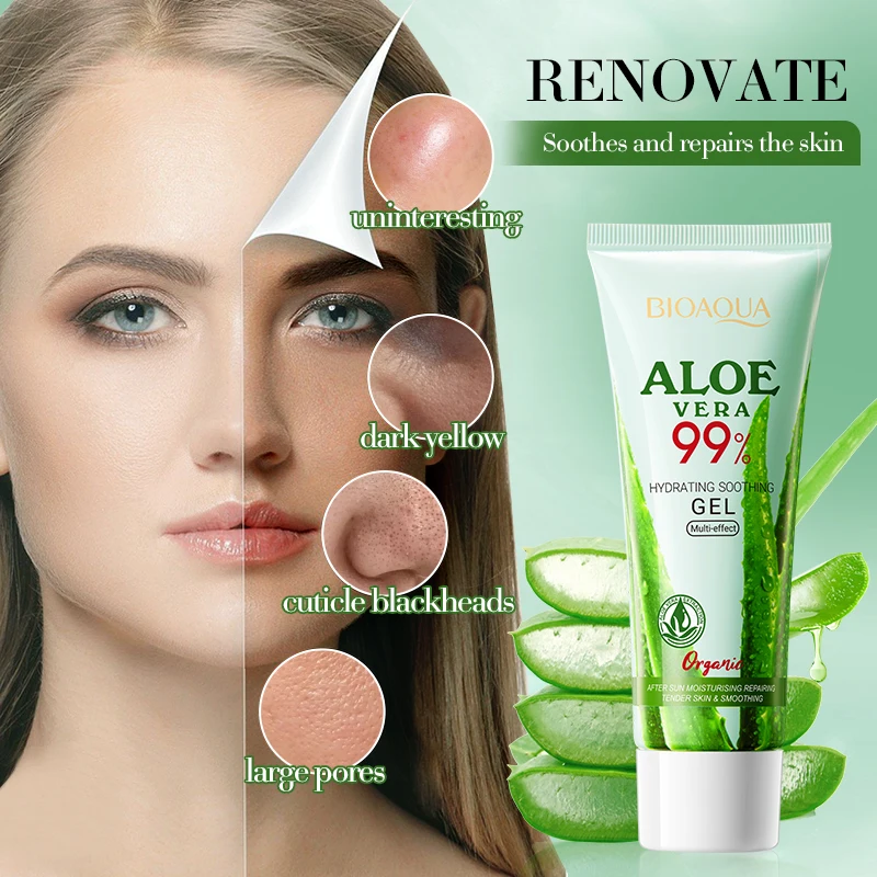 BIOAOUA Soothing Aloe Vera Gel For Face & Body Hydrating Moisturizing Repairing Sunburn Relief Acne Care For Sensitive Skin thumbnail 3