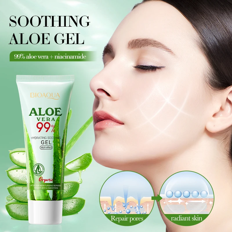 BIOAOUA Soothing Aloe Vera Gel For Face & Body Hydrating Moisturizing Repairing Sunburn Relief Acne Care For Sensitive Skin thumbnail 2