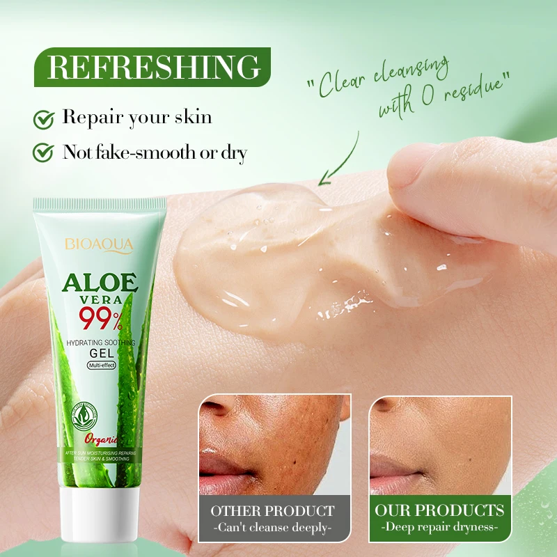 BIOAOUA Soothing Aloe Vera Gel For Face & Body Hydrating Moisturizing Repairing Sunburn Relief Acne Care For Sensitive Skin thumbnail 4