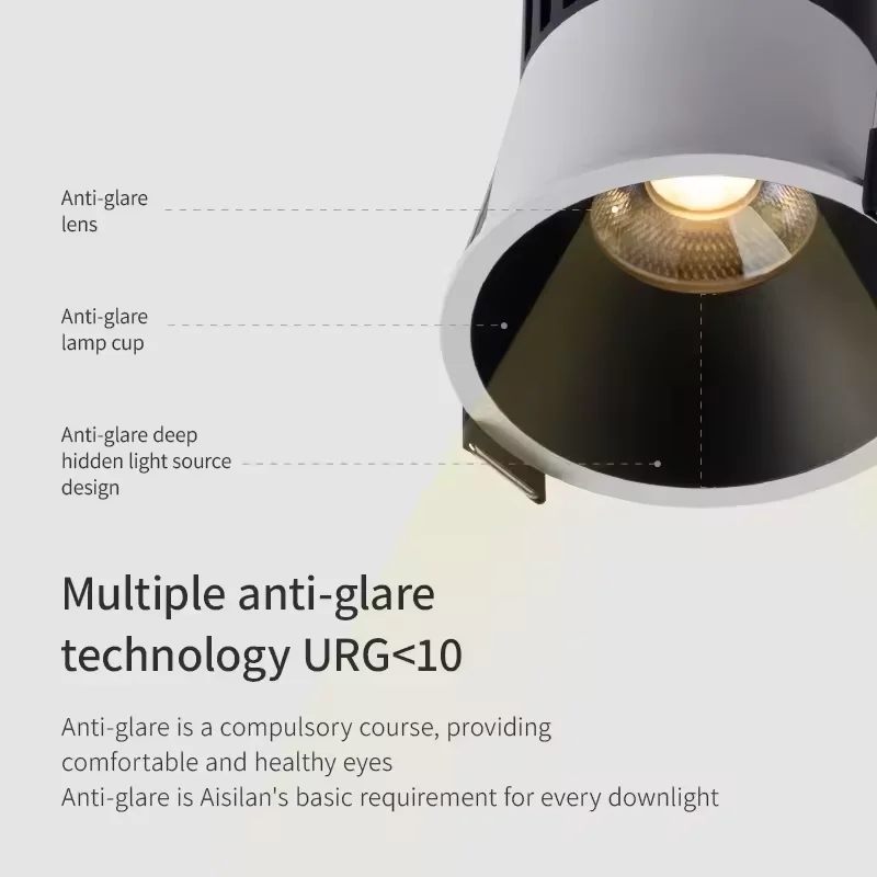 LED Recessed Downlight Black Modern Spotlight Indoor Anti-glare CRI97 Aluminum Ceiling Light for Living Room Bedroom thumbnail 5