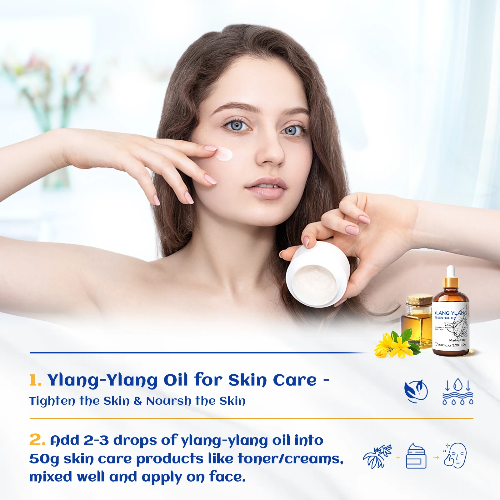 HIQILI Ylang-Ylang Essential Oil 100ML Citronella Geranium 100% Natural Tree Oil for Skin Massage Stress Relief & Aromatherapy thumbnail 3