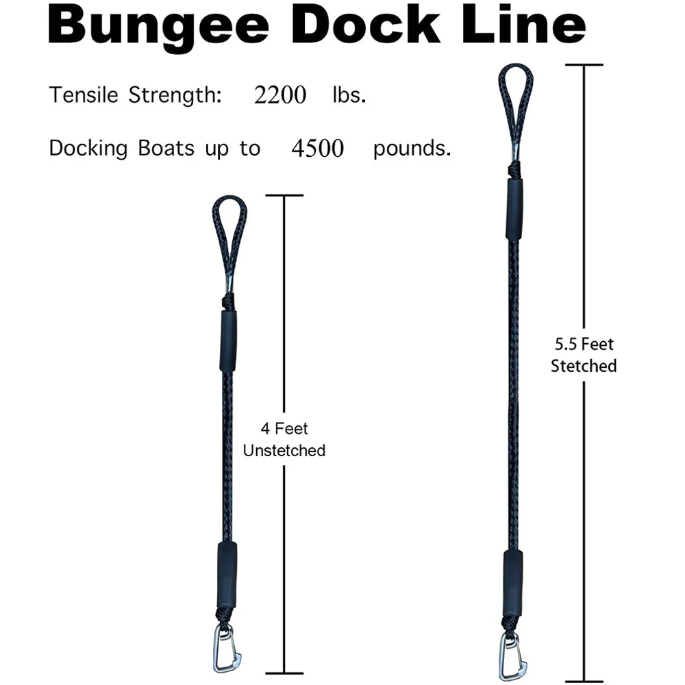 New 4FT Marine Mooring Line Bungee Dock Rope Adjustable Elastic Lashing Rope Boat Accessories for Kayak Jet Ski Boat thumbnail 6
