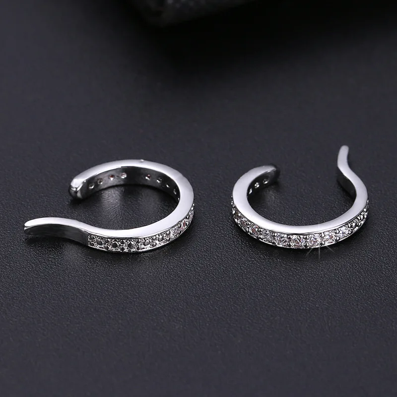 New Fashion Fine Zircon 925 Sterling Silver C Type Clip Earrings Punk Rock Unisexual Rhinestone No Hole Ear Clip Earring Jewelry thumbnail 5