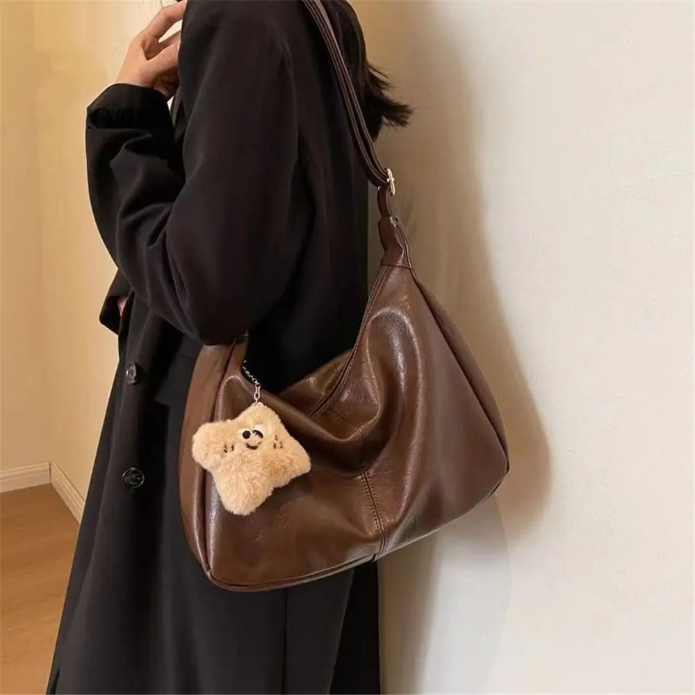 Trendy Slouchy Shoulder Bag for Women PU Leather Large Capacity Underarm Bag Retro Ladies Hobo Tote Bag thumbnail 2