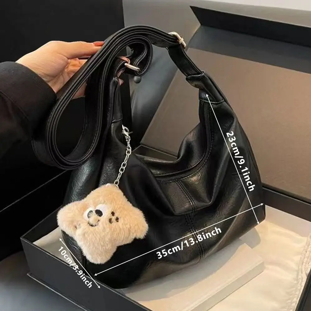Trendy Slouchy Shoulder Bag for Women PU Leather Large Capacity Underarm Bag Retro Ladies Hobo Tote Bag thumbnail 6