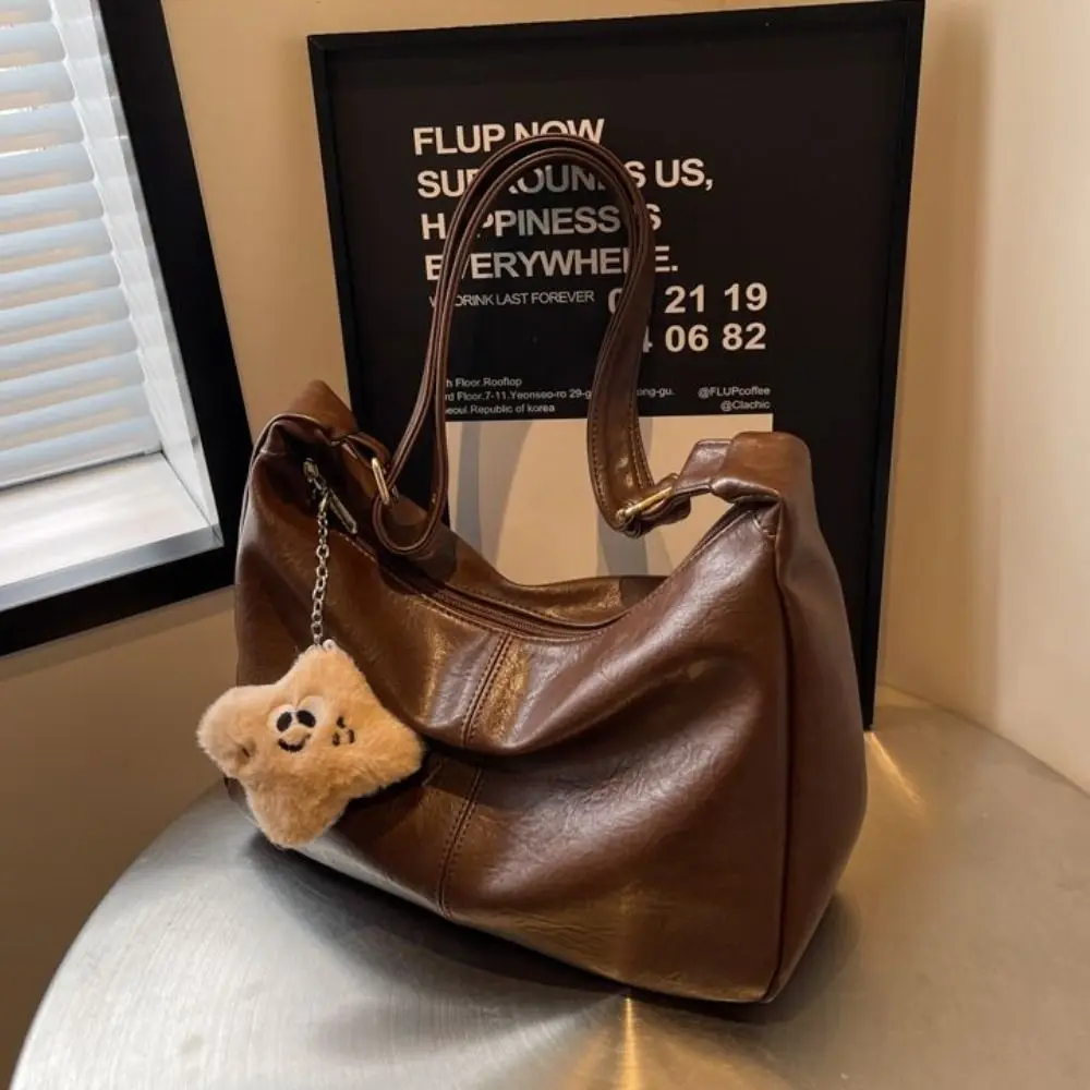 Trendy Slouchy Shoulder Bag for Women PU Leather Large Capacity Underarm Bag Retro Ladies Hobo Tote Bag thumbnail 3