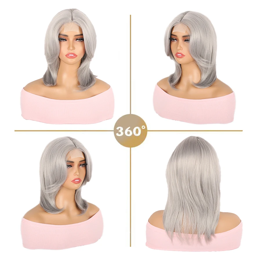 Lolita Synthetic Wig Forehead Lace Wolf Tail Short Curly Hair silver grey Layering Daily Fluffy Wig Full Head Unisex Daily Hallo thumbnail 2